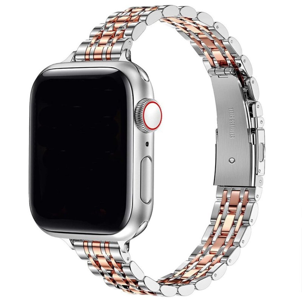 NEW Slim RoseGold Silver Strap Chain Stainless Band For Apple Watch